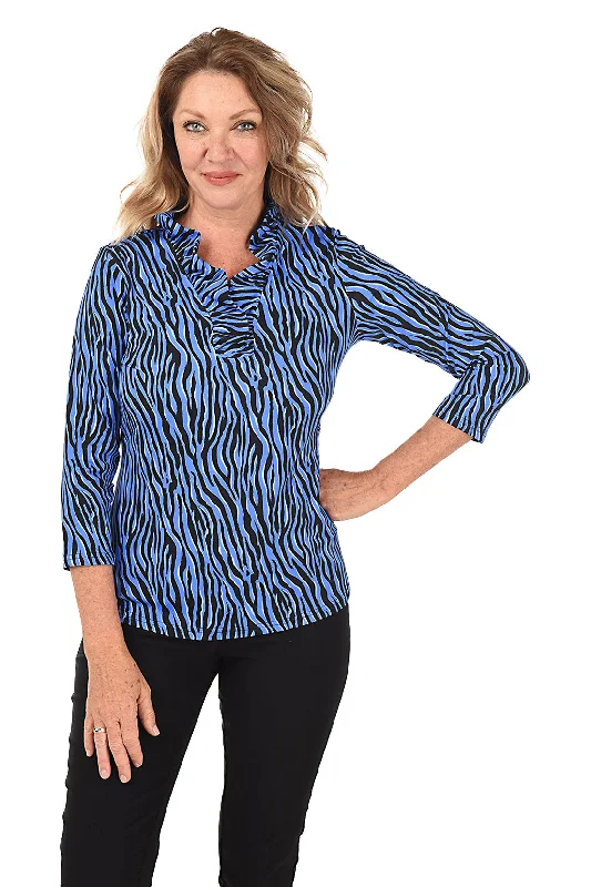Fantastic Deals Hypnotic Zebra Ruffle Neck UPF50+ Top