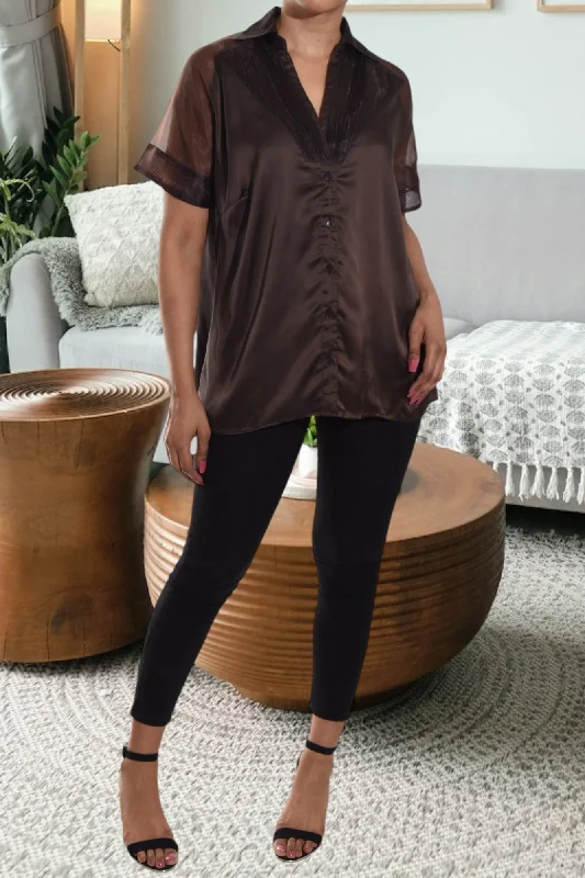 Special Discount Brown Satin Shirt