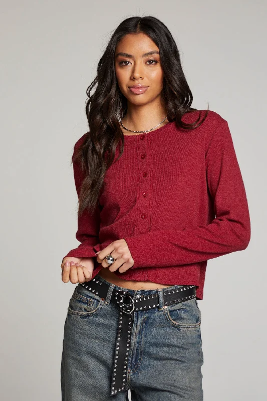 Can't Miss Brady Blood Red Button Up Pullover