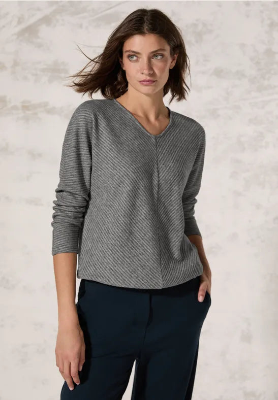 YEAR-End Clearance Cecil V Neck Textured Jumper. Grey or Green
