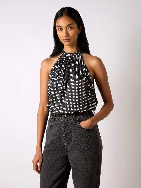 Shop and Save Mono Polka Dot Print Satin Bodysuit